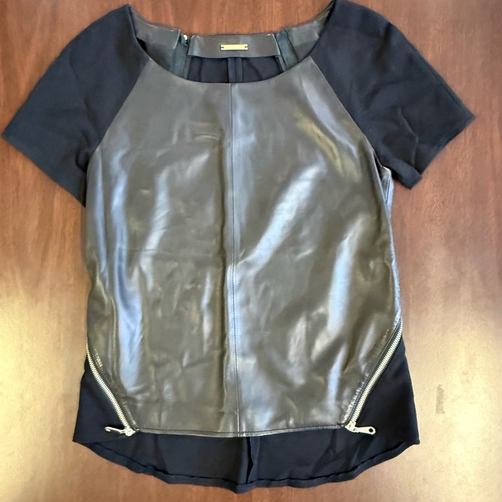 Rebecca Minkoff Black Leather or Vegan Women's Top with Zippers